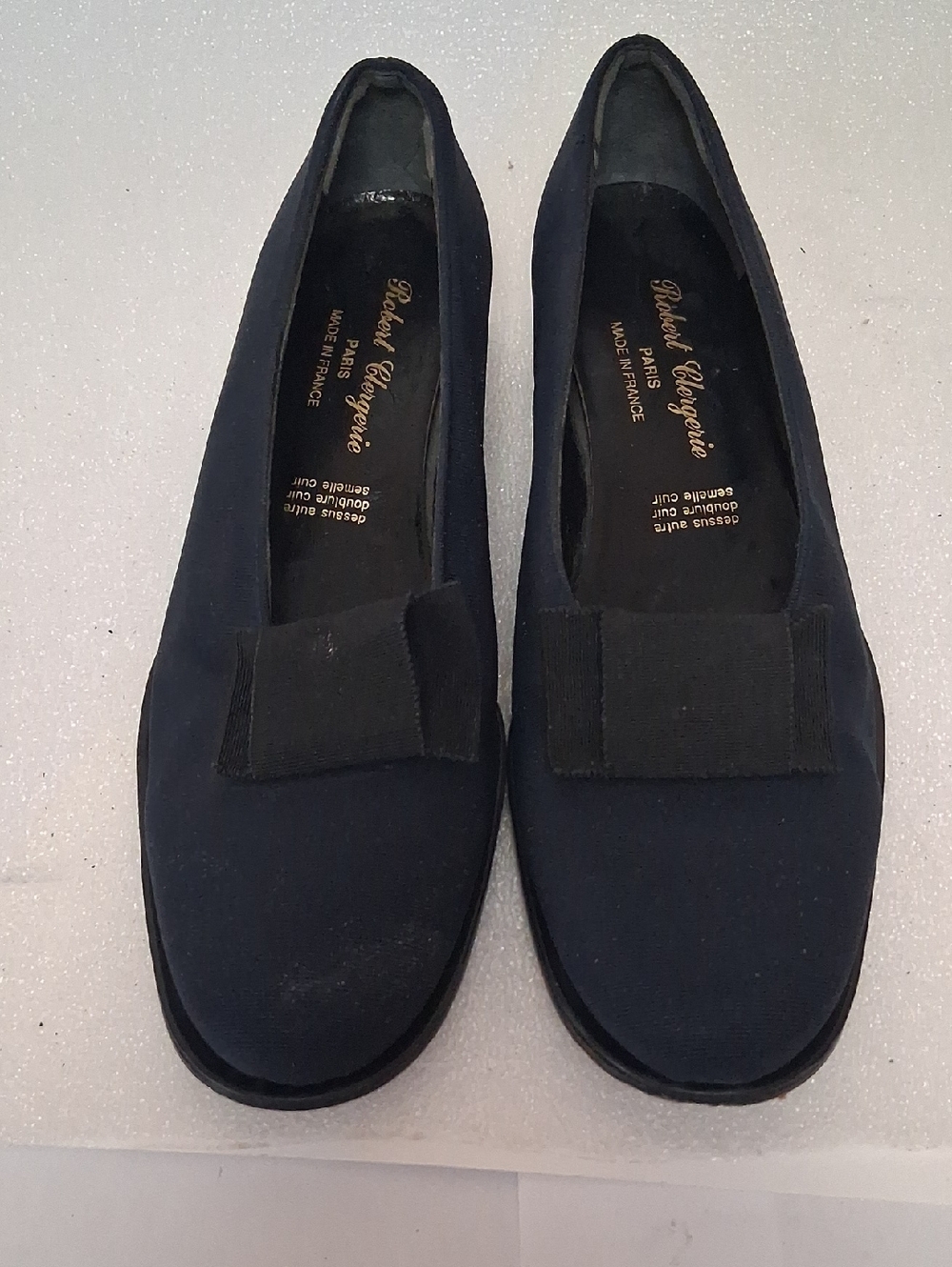 Robert Clergerie Dark Navy Bow Slip-On Loafers